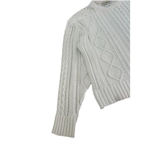 Vintage LL Bean Cream Cable Knit Chunky Sweater 100% Cotton Women’s Size L - Picture 5 of 6